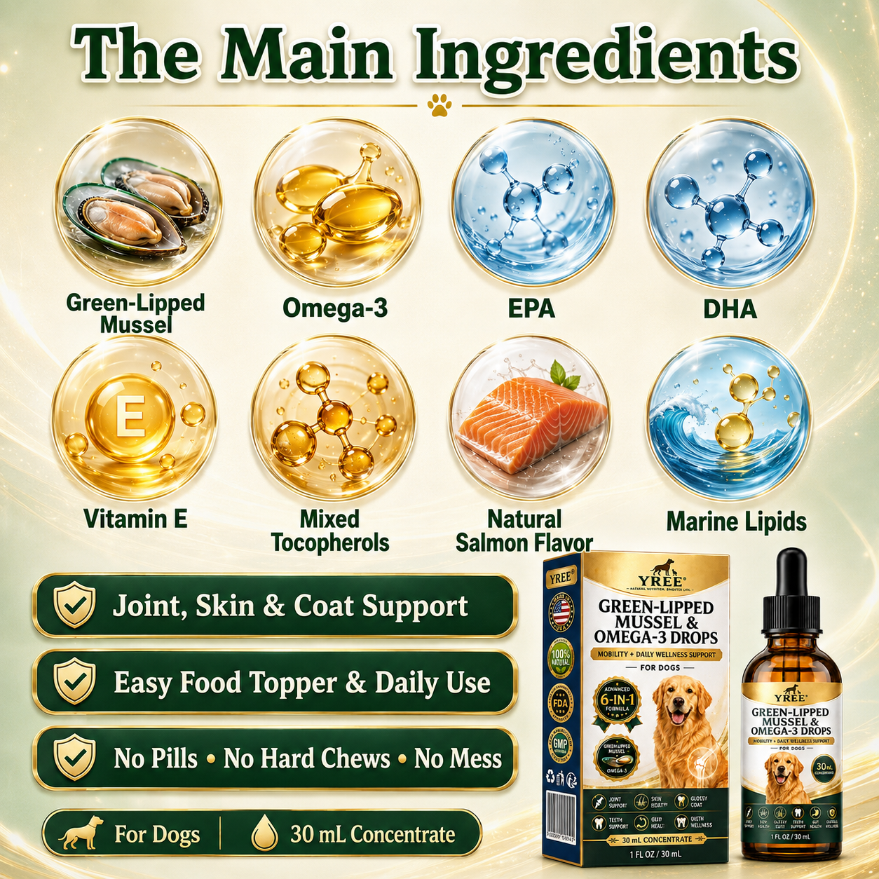 BrightStride Concentrated Omega Drops for Dogs-Mobility, Skin & Coat Support-Powerful Daily Support in Just a Few Drops